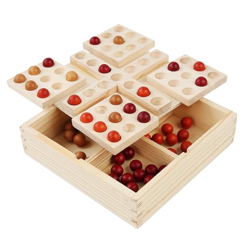CLISPEED Drehbares Fünf gewinnt Holzspiel Didaktisches Schachbrett Lernspiel für Tragbares Intelligenzspiel Multifunktionales Vintage Brettspiel zur Hand Auge koordination von CLISPEED