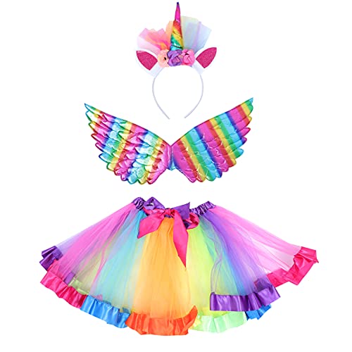 CLISPEED Einhornkostüm für Mädchen Regenbogen Geschichteter Tüllrock mit Unicorn Stirnband Feen Flügel Kinder Geburtstag Outfit Regenbogenkleid für Halloween Tanzparty Geburtstag Geschenk CLISPEED Einhornkostüm für Mädchen Regenbogen Geschichteter Tüllrock mit Unicorn Stirnband Feen Flügel Kinder Geburtstag Outfit Regenbogenkleid für Halloween Tanzparty Geburtstag Geschenk von CLISPEED