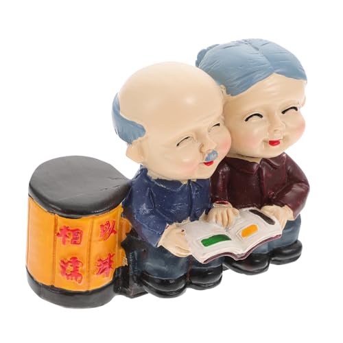 CLISPEED Elderly Couple Figurine Cake Topper Resin Großeltern Deko für Geburtstag Hochzeit Jubiläum Liebevolles Modell für Torten und Tischdekoration von CLISPEED