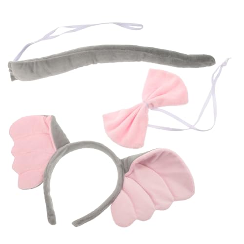 CLISPEED Elefantenkostüm mit Weichem Elefantenohren Haarreif Süßem Schleifen und Niedliches Tierkostüm Accessoire für für Halloween Party und Cosplay von CLISPEED