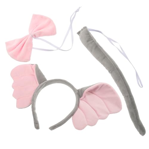 CLISPEED Elefantenohren Stirnband mit und Fliege Kuscheliges Tierkostüm Zubehör für Frauen Verstellbares Cosplay Outfit für Halloween Karneval und Festtagsfeiern von CLISPEED