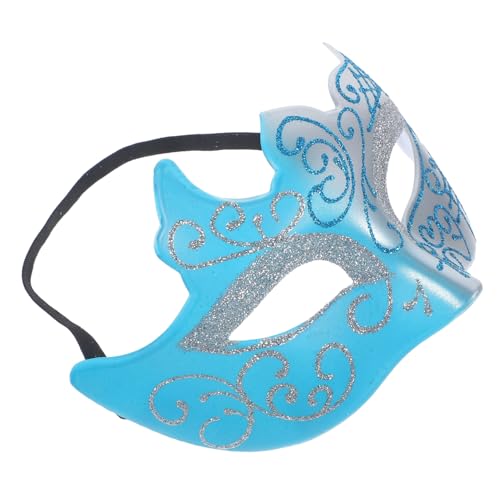 CLISPEED Elegante Halbmaske für Karneval und Halloween Silberne und Blaue Farbgestaltung für Männer und Frauen Vielseitig Einsetzbar für Partys und Fotos von CLISPEED