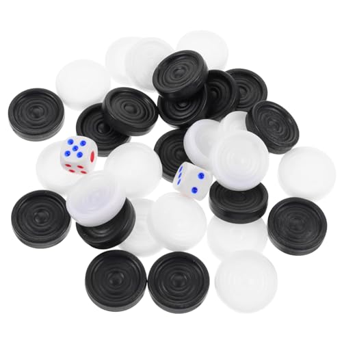 CLISPEED Ersatzspielsteine Kunststoff Schwarz Weiß Runde Spielsteine Kompatibel Für Dame Checkers Brettspiel Zubehör von CLISPEED
