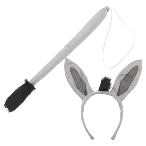 CLISPEED Esel Kostüm Teilig Donkey Tail und Animals Ear Headband aus Kunststoff und Leicht Tragbar Detailreiche Karneval Cosplay Accessoires für Kostümparty und Festival von CLISPEED