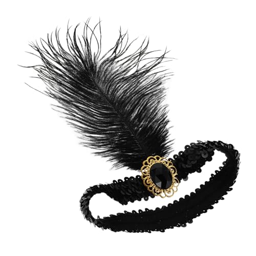 CLISPEED Federkopfschmuck Vintage-Kopfbedeckungen mit Federn Halloween-Flapper-Stirnband funkelnd Quaste Paillette tragen Flapper-Kopfstück glitzerndes Flapper-Stirnband Plastik Schwarz CLISPEED Federkopfschmuck Vintage-Kopfbedeckungen mit Federn Halloween-Flapper-Stirnband funkelnd Quaste Paillette tragen Flapper-Kopfstück glitzerndes Flapper-Stirnband Plastik Schwarz von CLISPEED