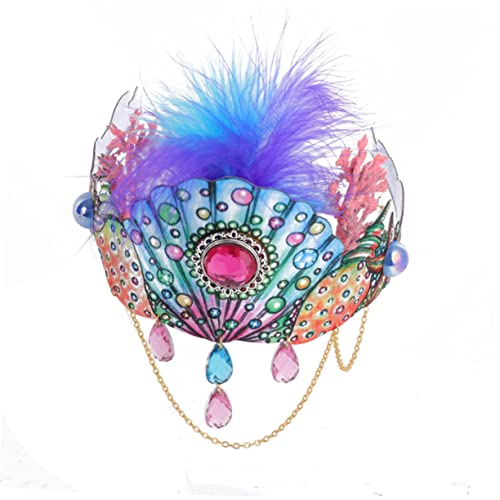 CLISPEED Federschmuck Haarband mit Muscheln Elastisches Haarschmuck Party Kopfbedeckung für Damen Halloween Cosplay Fotorequisite von CLISPEED
