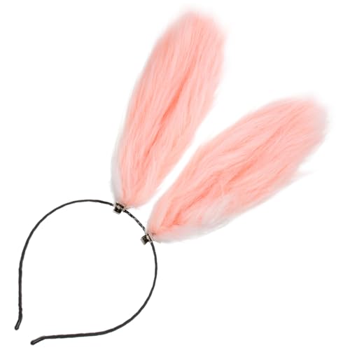 CLISPEED Flauschiges Hasenohren Haarband mit Langem Weiß pinkem Plüsch Leichter Bunny Ohr Haarreif für Ostern Karneval Cosplay und Party Bequem und Vielseitig für Damen und Mädchen von CLISPEED