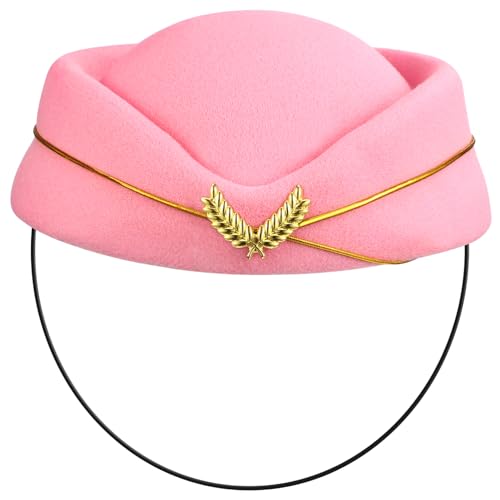 CLISPEED Frauen Stewardess Hut Fluggesellschaft Kostümhut Schild Flügel Stewardess -Kostüm Flugbegleiterhut Hostess Hut Frauen Stewardess-Hüte für Frauen Flugzeughut Imitation Monny Rosa von CLISPEED