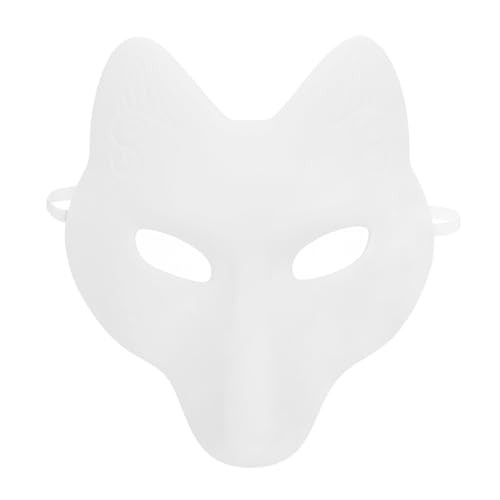 CLISPEED Fuchs Maske, Masken zum Bemalen, Halloween Leere Maske DIY Handbemalte Maske Pu Party Maske Weiße Fuchs Maske Maskerade Kostüm Cosplay Zubehör Für Männer Frauen von CLISPEED