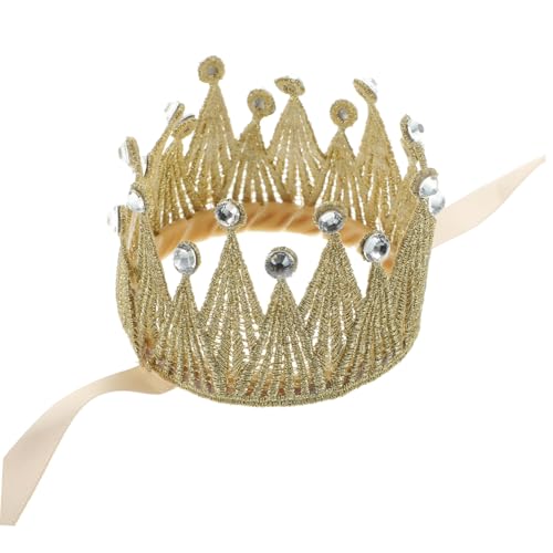 CLISPEED Geburtstagskrone mit Band Prinzessin Diadem für Mädchen Zartes Design Langlebiges Stoffmaterial Festliche Haarschmuck für Party und Fotosessions von CLISPEED