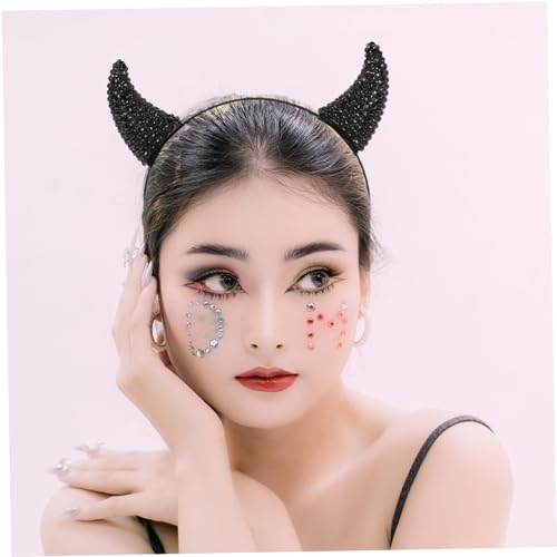 CLISPEED Glitzernde Teufelshorn Haarreif mit Strasssteinen Komfortables Halloween Accessoire Glitzerndes Teufelshorn Cosplay Haarband für Kostümparty und Fasching von CLISPEED