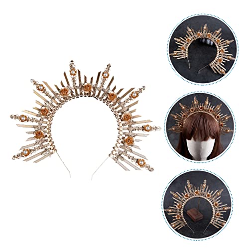 CLISPEED Goldenes Lolita Mädchen Stirnband Göttin Krone Haarschmuck Leicht Komfortabel Für Cosplay Halloween Weihnachten Party Geschenk CLISPEED Goldenes Lolita Mädchen Stirnband Göttin Krone Haarschmuck Leicht Komfortabel Für Cosplay Halloween Weihnachten Party Geschenk von CLISPEED