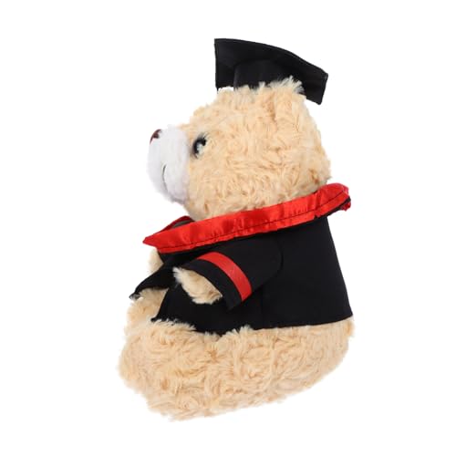 CLISPEED Graduation Plüschbär Niedlicher Doktor Bär mit Streifen Kuscheliges Stofftier als Abschlussgeschenk Dekoratives für Studenten und Feierlichkeiten von CLISPEED