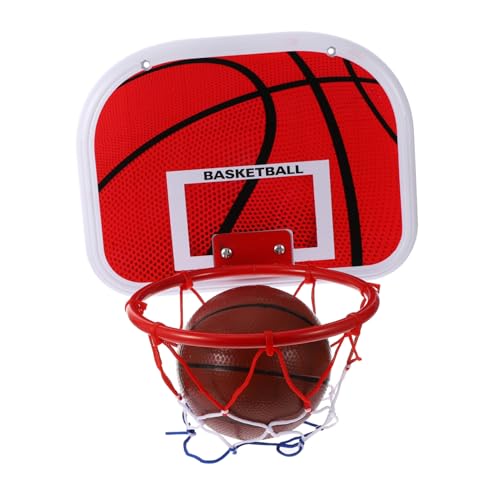CLISPEED Hängendes Basketballboard Rot Indoor Basketballkorb aus Kunststoff mit Eisernem Ring Tragbares Basketballspiel für Jungen Mädchen Kein Bohren Für Kindergarten Drinnen und Draußen von CLISPEED