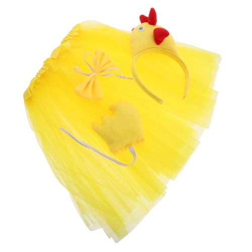 CLISPEED Hahn Kostüm mit Tüllrock Stirnband Fliege und Süßes Hühnerkostüm Zubehör für Mädchen für Cosplay Geburtstagsfeiern und Mottopartys Bequemes Material von CLISPEED
