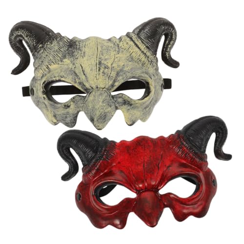 CLISPEED Halloween Maske Teufel Halbgesichtsmaske mit Hörnern Gruseliges Cosplay Zubehör für Erwachsene Weiches Langlebiges Material Leicht und Tragbar für Halloween Partys und von CLISPEED