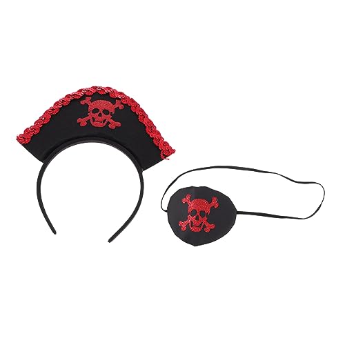 CLISPEED Halloween Piratenkostüm Set mit Totenkopf Haarreif und Augenklappe Leichtes Cosplay Zubehör für Erwachsene Bequemes Partyaccessoire für Halloween und Mottopartys von CLISPEED