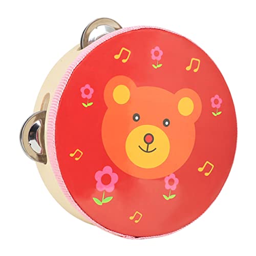 CLISPEED Handtamburin Kindermusikinstrumente Kinderspielzeug Musikspielzeug Hüfttrommel Kindermusikspielzeug Rasseln Klatschtrommel Kindertrommeln Babymusikinstrumente Rotes Polyester von CLISPEED
