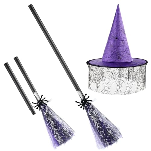 CLISPEED Hexenbesen Halloween Kostüm Kinder Hexenhut Party Dekoration Requisiten Kostümparty Besen Witch Hut für Hexenkostüm Kinder Halloween Deko von CLISPEED
