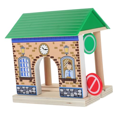 CLISPEED Holz Eisenbahn Bahnhof Zubehör Realistisches Zugbahnhof Modell aus Natürlichem Holz Langlebiges Sicheres für Detailreich und Niedlich für Kreatives Rollenspiel von CLISPEED