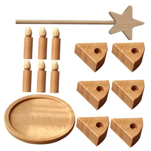 CLISPEED Holz Geburtstagskuchen DIY Holz Kuchen Kit zum Bemalen Familieninteraktives Rollenspiel für Jungen Mädchen Kreative Hand Auge Koordination von CLISPEED