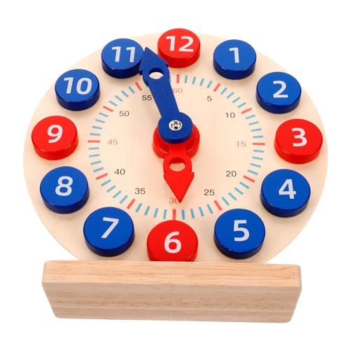 CLISPEED Holz Lernuhr für Natürlichem Holz Pädagogisches Zeitlernspielzeug Fördert Logisches Denken Kommunikation und Farberkennung für Grundschule und Kindergarten von CLISPEED