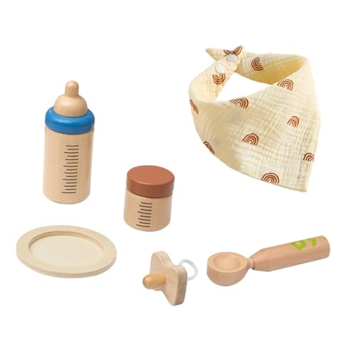 CLISPEED Holz Milchflasche Fütterungsset für Rollenspiel Zubehör Set mit Mehreren Pädagogisches Motorik und Hand Auge Koordination von CLISPEED