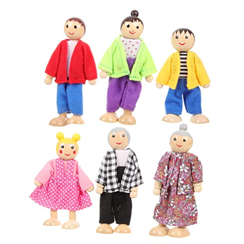 CLISPEED Holzfiguren Puppenhaus Bewegliche Arme Beine Familien Teilig Puppen für Kreatives Rollenspiel von Fantasie und Sozialkompetenz von CLISPEED