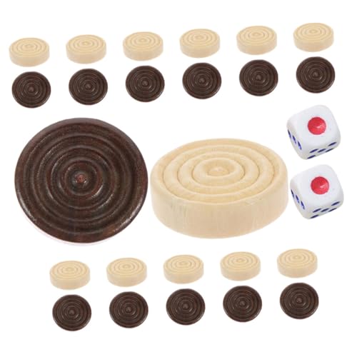 CLISPEED Holzspielsteine Set mit Runden Spielfiguren und Würfeln für Brettspiele Ersatzteile Schach Dame Klassiker Vielseitig Einsetzbar für Familie Schule und Reisen von CLISPEED