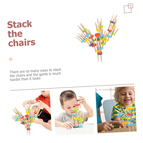 CLISPEED Holzspielzeug Stuhl Stapelspiel Balancespiel für Balancierende Stapelstühle Pädagogisches zur Konzentrationsförderung und Geschicklichkeit für Jungen und Mädchen von CLISPEED