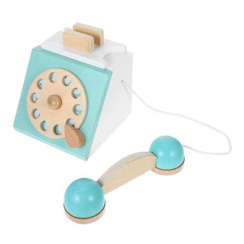 CLISPEED Holzspielzeug Telefon Retro Wählscheibe Spieltelefon Pädagogisches Lernspielzeug für Frühe Bildung und Soziale Interaktion Simuliertes Vintage Wählscheiben Telefon für Jungen und von CLISPEED