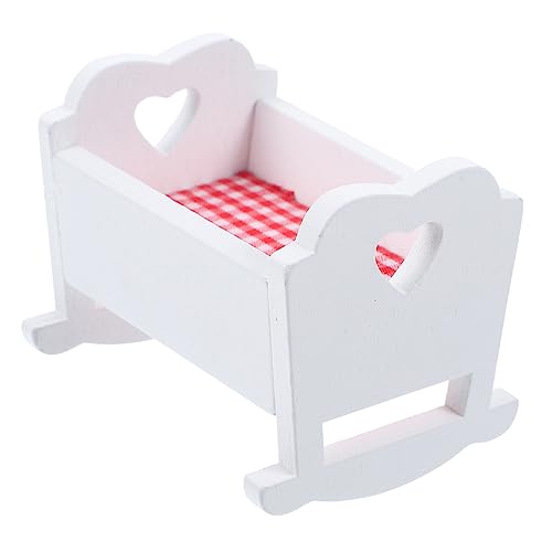 CLISPEED Holzwiegenornamente Kindergarten Mini-Hausbett Mini House Crafts winzig Puppenbett babybett puppenhaus Babywiege-Miniaturen Puppenmöbel Kinderbett puppenhaus zubehör Stoff Weiß CLISPEED Holzwiegenornamente Kindergarten Mini-Hausbett Mini House Crafts winzig Puppenbett babybett puppenhaus Babywiege-Miniaturen Puppenmöbel Kinderbett puppenhaus zubehör Stoff Weiß von CLISPEED