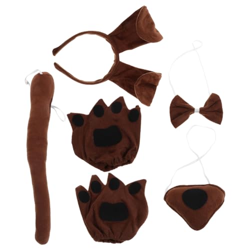 CLISPEED Hunde Kostüm für Ohren Stirnband Schleife Nase Pfotenhandschuhen und Bequemes Vielseitiges Cosplay und Fotorequisit für Karneval Halloween und Partys von CLISPEED