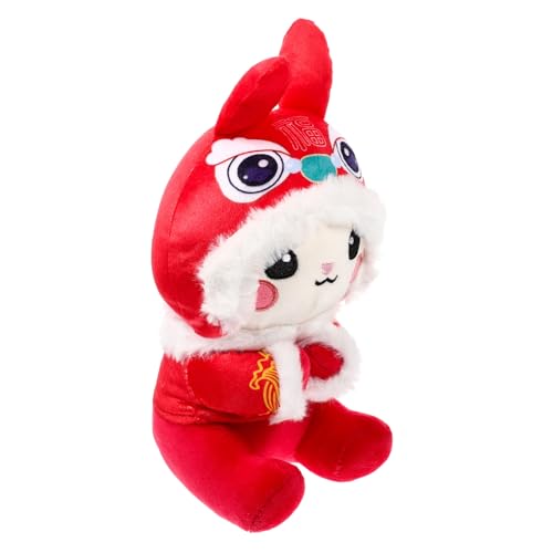 CLISPEED Jahr des Hasen Kuscheltier Plüsch Hase Maskottchen Puppe Rotes Kostüm Chinesisches Neujahr Dekoration von CLISPEED