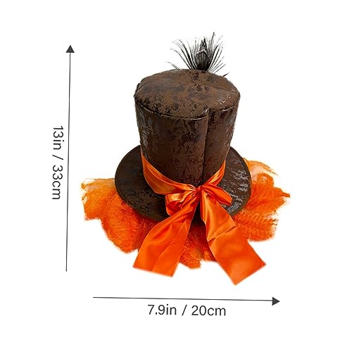 CLISPEED Karneval Hut mit Kreativem Pfauenfederschmuck Orangefarbene Cosplay Perücke Vielseitiger für Halloween Kostüm Fotorequisit und Bühnenauftritte von CLISPEED