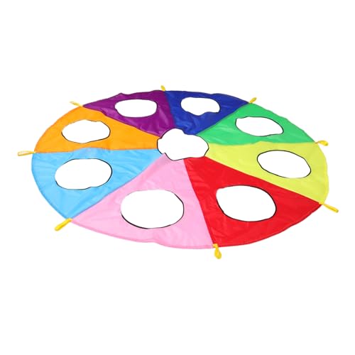 CLISPEED Kindergarten Gruppenspiel Regenbogen Fallschirm mit Löchern Outdoor Trainingsspiel Fördert Frühe Motorische Entwicklung und Reaktionsfähigkeit für Kleinkinder von CLISPEED