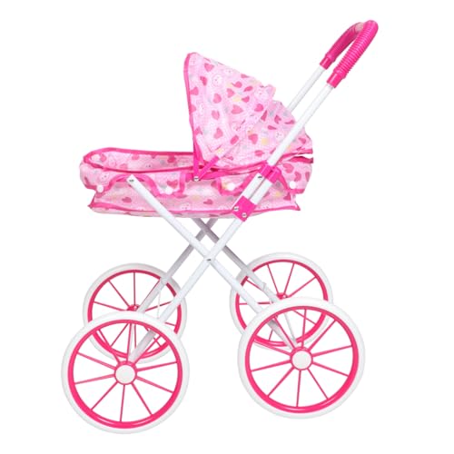CLISPEED Kinderwagen Puppenwagen mit Realistischem Design und Zubehör Faltbarer Puppenbuggy für Mädchen Großes Puppen Kinderwagen Modell für Doll Pretend Play von CLISPEED