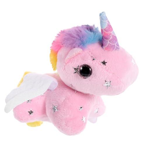 CLISPEED Kleiner Plüsch Einhorn Anhänger mit zum Ziehen Bunter Stofftier Schlüsselanhänger Leichte Tierpuppe für Rucksack und Taschen Dekoration Wackelnder Schweif Geeignet für Damen und von CLISPEED