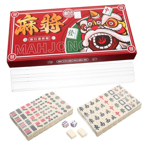 CLISPEED Kompaktes Mini Mahjong Set Tragbar mit Sicherem Langlebigem Material Kleines Reise Mahjong Kit für Zuhause Partys und Freizeit Einfach zu Verstauen und Mitzunehmen von CLISPEED