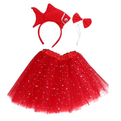 CLISPEED Kostümset mit Kopfbedeckung Fliege und Rock Meeres Tier Design für Halloween Partys und Alltagskleidung aus Weichem Plüschmaterial von CLISPEED