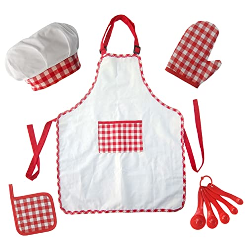 CLISPEED Küchenwerkzeug Set für Teiliges Kochset mit Schürze und Kochmütze Geeignet für Kleinkinder zum Backen Malen und Feiern aus Lebensmittelechtem Material Waschbar und Verstellbar von CLISPEED