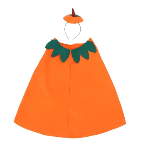 CLISPEED Kürbis Kostüm Set Orange Kürbis Umhang und Haarband für Halloween Partys Kreative Verkleidung für Jungen und Mädchen Foto Accessoire für Geburtstagsfeiern und von CLISPEED