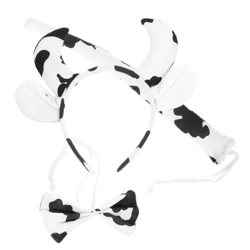 CLISPEED Kuh Kostüm Zubehör Set Kuhohren Stirnband Schleife und für Cosplay Halloween und Karneval und Vielseitig für Tiere von CLISPEED