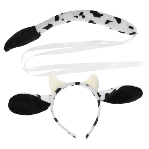 CLISPEED Kuh Kostüm mit Stirnband und Weiches Tierkostüm Zubehör für Cosplay Geburtstag Bühnenauftritt Halloween Verstellbar Langlebig und von CLISPEED