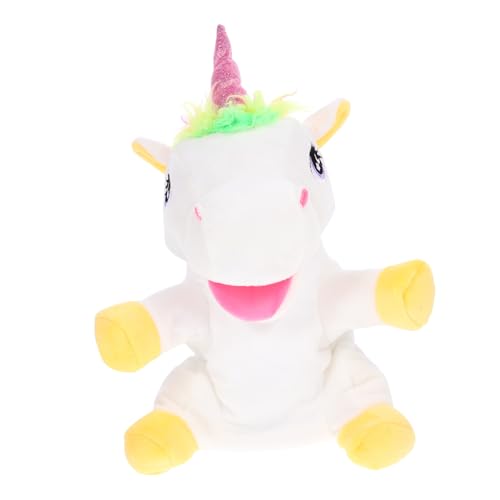 CLISPEED Kuschelige Tier handpuppe Einhorn Plüsch zum Geschichtenerzählen Weiches Material Kinderfreundliche Interaktives Kreativität und Sprachentwicklung von CLISPEED