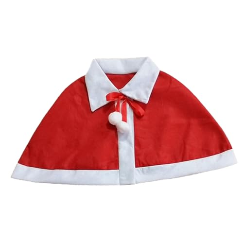 CLISPEED Kuscheliger Weihnachts Mantel Kapuzenumhang Warmes Cape mit Bindeband und Weißen Bommel Unisex Umhang für Alltag Halloween Themenpartys Weiches und Hautfreundliches Material von CLISPEED