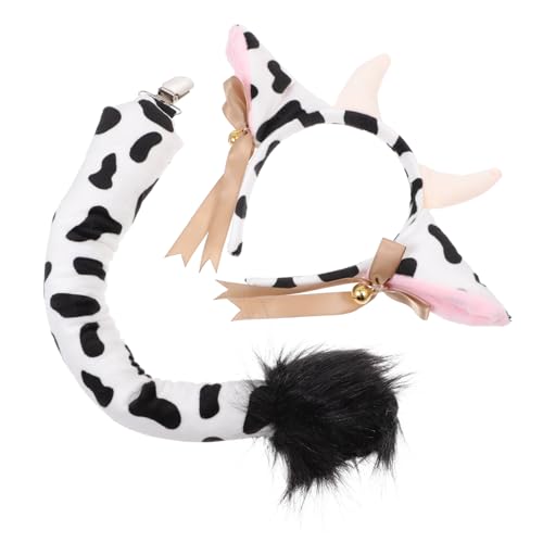 CLISPEED Kuscheliges Kuhkostüm Set Plüsch Stirnband Kuhohren mit Ansteckschwanz Cosplay Party Zubehör für Karneval Fasching Geburtstag Festliche Verkleidung CLISPEED Kuscheliges Kuhkostüm Set Plüsch Stirnband Kuhohren mit Ansteckschwanz Cosplay Party Zubehör für Karneval Fasching Geburtstag Festliche Verkleidung von CLISPEED
