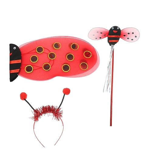 CLISPEED Ladybug Kostüm Flügel Teilig Leichtes Elfenflügel Cosplay Zubehör mit Haarreif und Zauberstab für Bühnenparty und Verkleidung CLISPEED Ladybug Kostüm Flügel Teilig Leichtes Elfenflügel Cosplay Zubehör mit Haarreif und Zauberstab für Bühnenparty und Verkleidung von CLISPEED