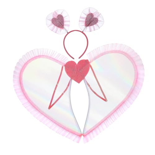CLISPEED Leichtes Engelsflügel für Damen und Mädchen Pinke Herz Flügel Kostüm Requisite für Halloween Karneval Bühnenauftritte und Festliche Partys von CLISPEED