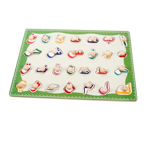 CLISPEED Lernpuzzle Arabisches Alphabet Holzpuzzle Board Pädagogisches Steckspielzeug Problemlösung Hand Finger Koordination und Kognitiven Fähigkeiten für Vorschulkinder von CLISPEED